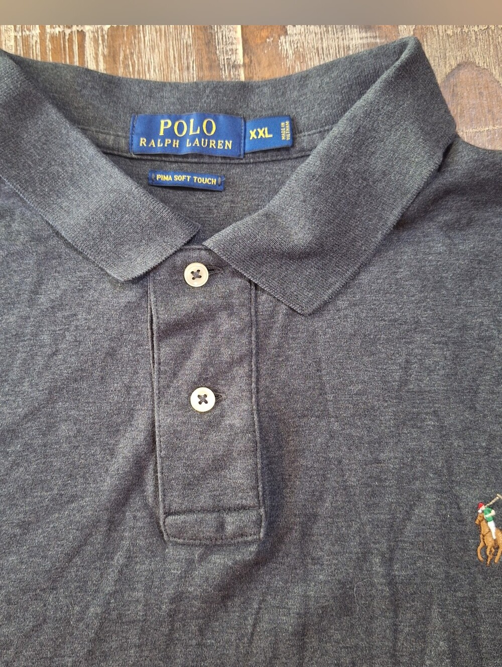 Polo Ralph Lauren Gray Pima Soft Touch Cotton Polo Shirt Men’s XXL Short Sleeve - Picture 2 of 5